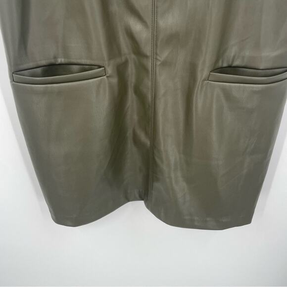 Abercrombie & Fitch Vegan Leather Shift Mini Dress Size Large Olive‎ NWT - Picture 3 of 9